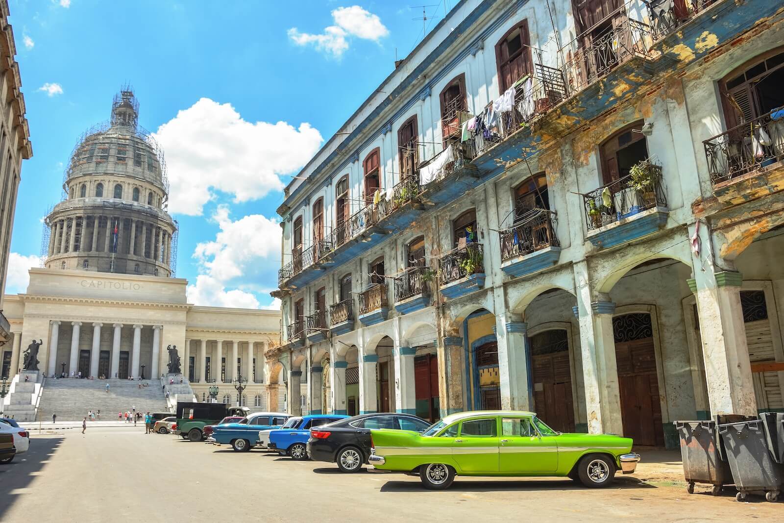 El Capitolio met oldtimers in Havana Cuba El Capitolio met oldtimers in Havana Cuba